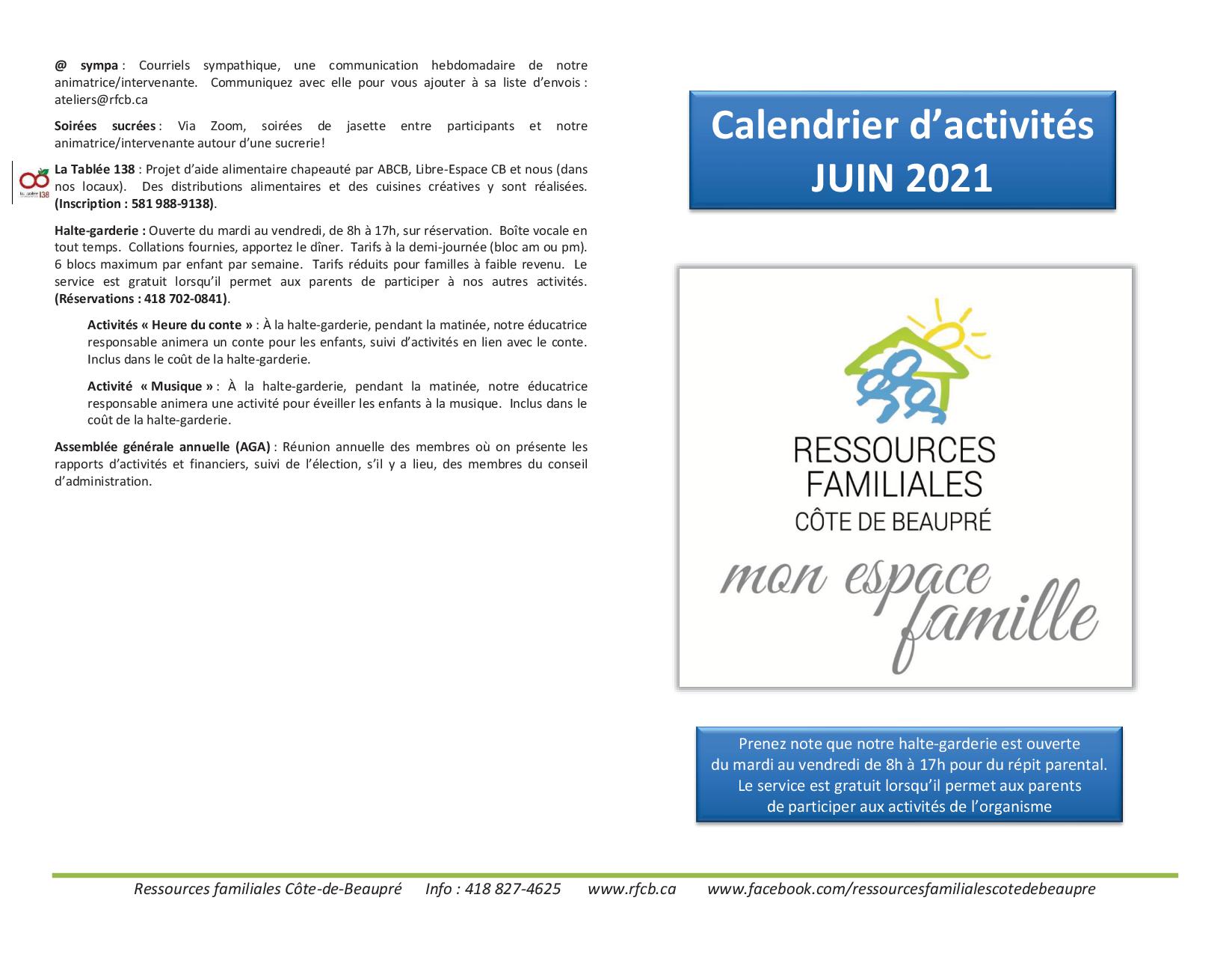 Calendrier RFCB 2021-061