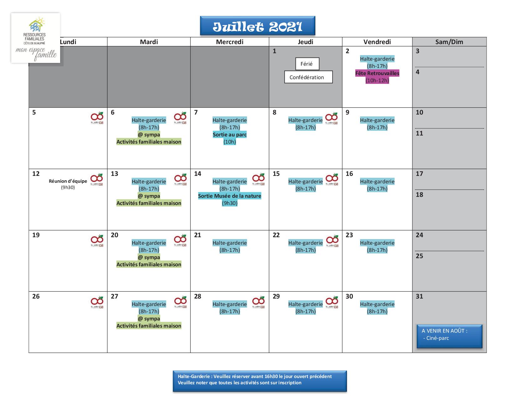 Calendrier RFCB 2021-072