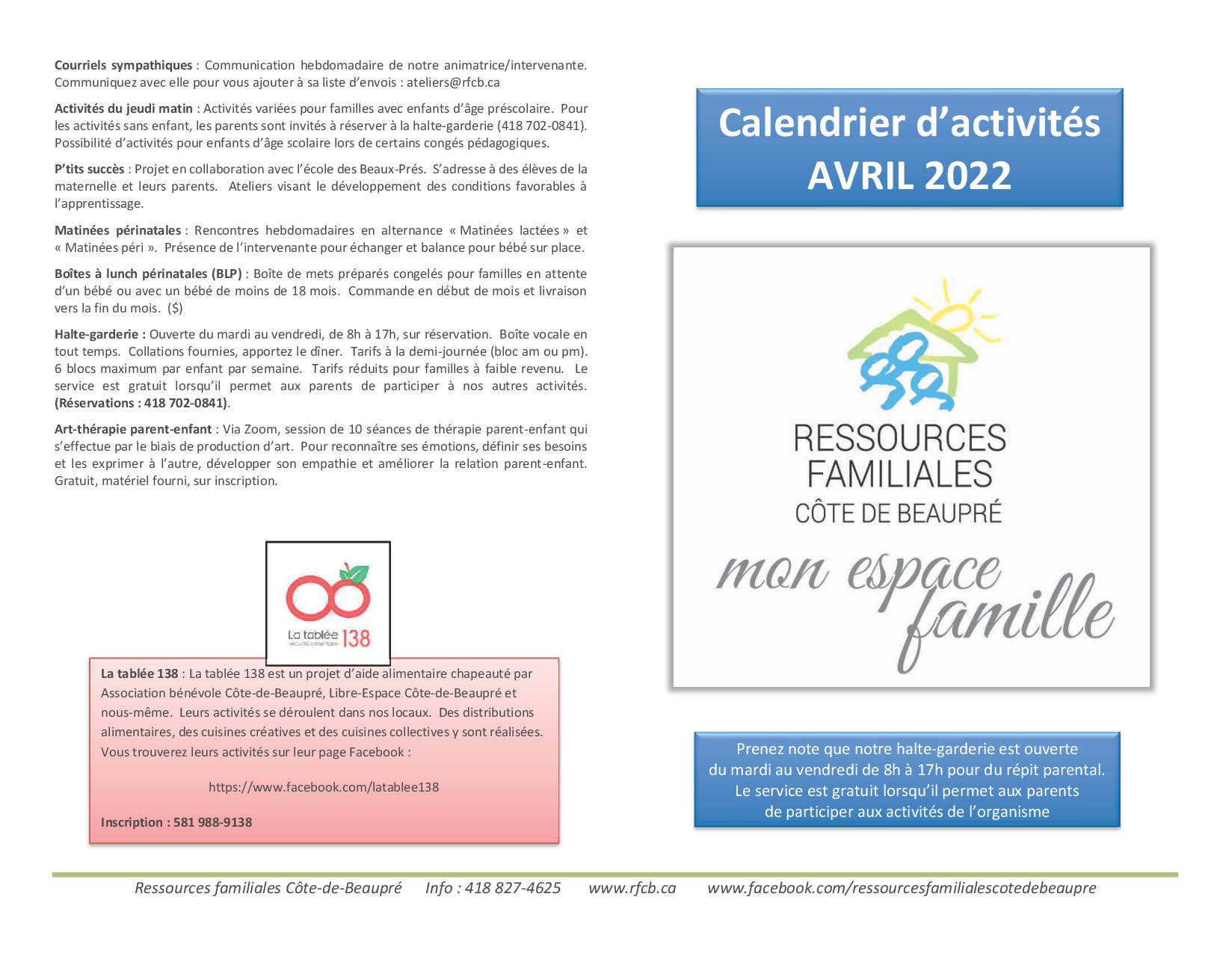 Calendrier RFCB 2022-041