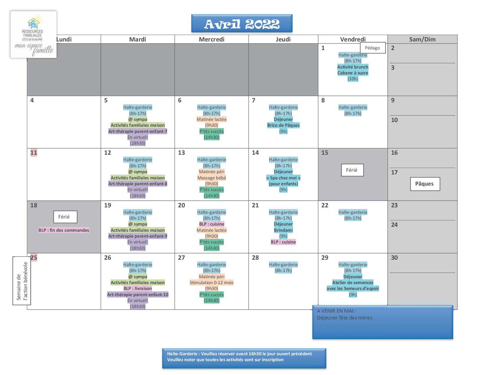 Calendrier RFCB 2022-042